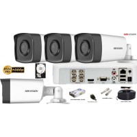 Kit complet supraveghere Hikvision 4 camere FullHD,IR 40m,HDD 1 TB