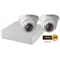 Sistem supraveghere video Hikvision 2 camere TurboHD 720P de interior, IR 20M