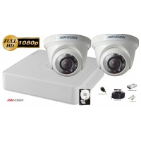 Kit complet supraveghere video 2 camere de interior Hikvision 2MP FullHD, IR 20M