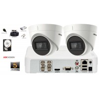 Kit complet supraveghere video 2 camere de interior Hikvision 5 Megapixeli(2K+), IR 40 M 