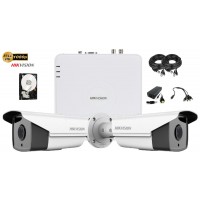 Kit complet supraveghere video Hikvision 2 camere 1080p FullHD, IR 40M, HDD 500GB