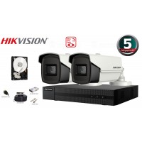 Kit complet supraveghere Hikvision 2 camere,4 in 1,Ultra Low-Light,5MP(2K+), IR 60m