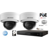Kit complet supraveghere video Hikvision 2 camere IP de interior,4MP(2K),IR 30m    