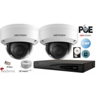 Kit complet supraveghere video Hikvision 2 camere de interior IP AcuSense,SD-card,4MP(2K),IR 30m