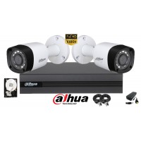 Kit complet supraveghere Dahua 2 camere, 2MP Full HD 1080P, IR 20m  