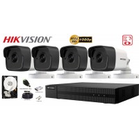 Kit complet supraveghere Hikvision 4 camere FullHD 1080p, IR30m    