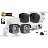 Kit complet supraveghere video 4 camere Hikvision 2MP FullHD Ultra Low-Light, IR 80M