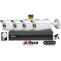 Kit complet supraveghere Dahua 4 camere, 2MP Full HD 1080P, IR 80m 