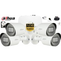 Kit complet supraveghere Dahua 4 camere, 2MP Full HD 1080P, IR 30m 