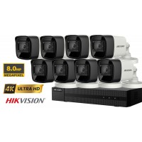 Sistem supraveghere video Hikvision 8 camere de exterior 8MP(4K), IR 60m
