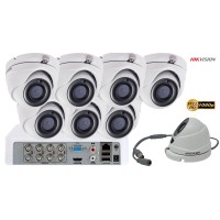 Sistem supraveghere Hikvision 8 camere de interior Ultra Low-Light, 2MP Full HD, IR 30 m