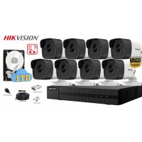 Kit complet supraveghere video Hikvision 8 camere 2MP FullHD Ultra Low-Light, IR 80M