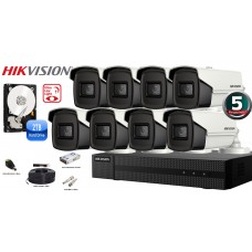 Kit complet supraveghere Hikvision 8 camere,4 in 1,Ultra Low-Light,5MP(2K+), IR 60m