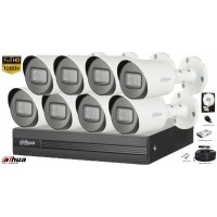Kit complet supraveghere Dahua 8 camere, 2MP Full HD 1080P, IR 30m  