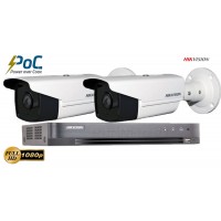 Sistem supraveghere video Hikvision 2 camere FullHD PoC, IR 40 M