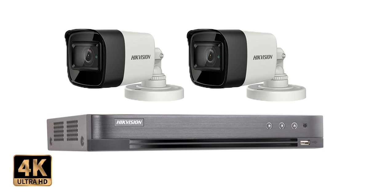 Sistem Supraveghere Video Hikvision 2 Camere De Exterior, 8 Megapixeli (4k), Ir 30m