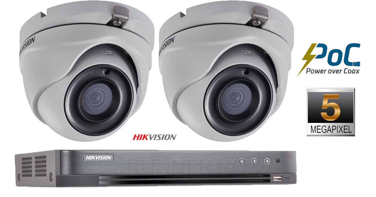 Sistem Supraveghere Video Hikvision 2 Camere De Interior Poc 5mp (2k+), Ir 20m