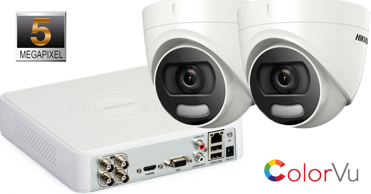 Sistem Supraveghere Video Hikvision 2 Camere De Interior Colorvu 5mp(2k+), Ir 20m