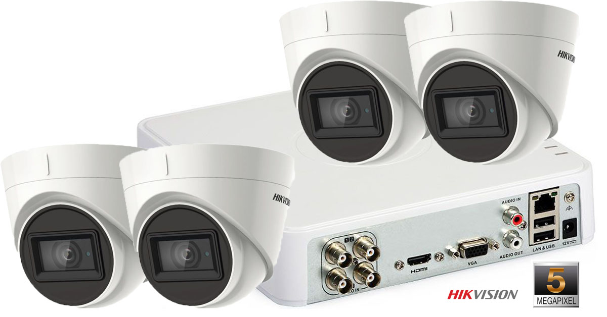 Sistem Supraveghere Video 4 Camere De Interior Hikvision 5 Mp(2k+), Ir 40m