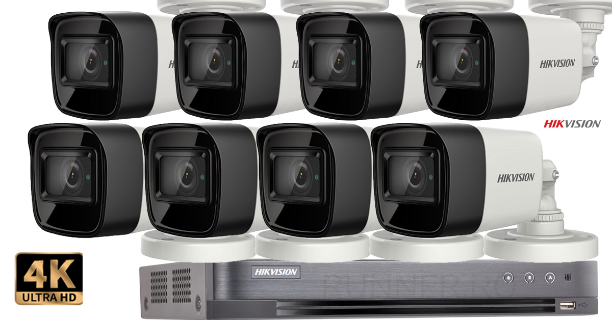 Sistem Supraveghere Video Hikvision 8 Camere De Exterior, 8mp(4k),ir 30m