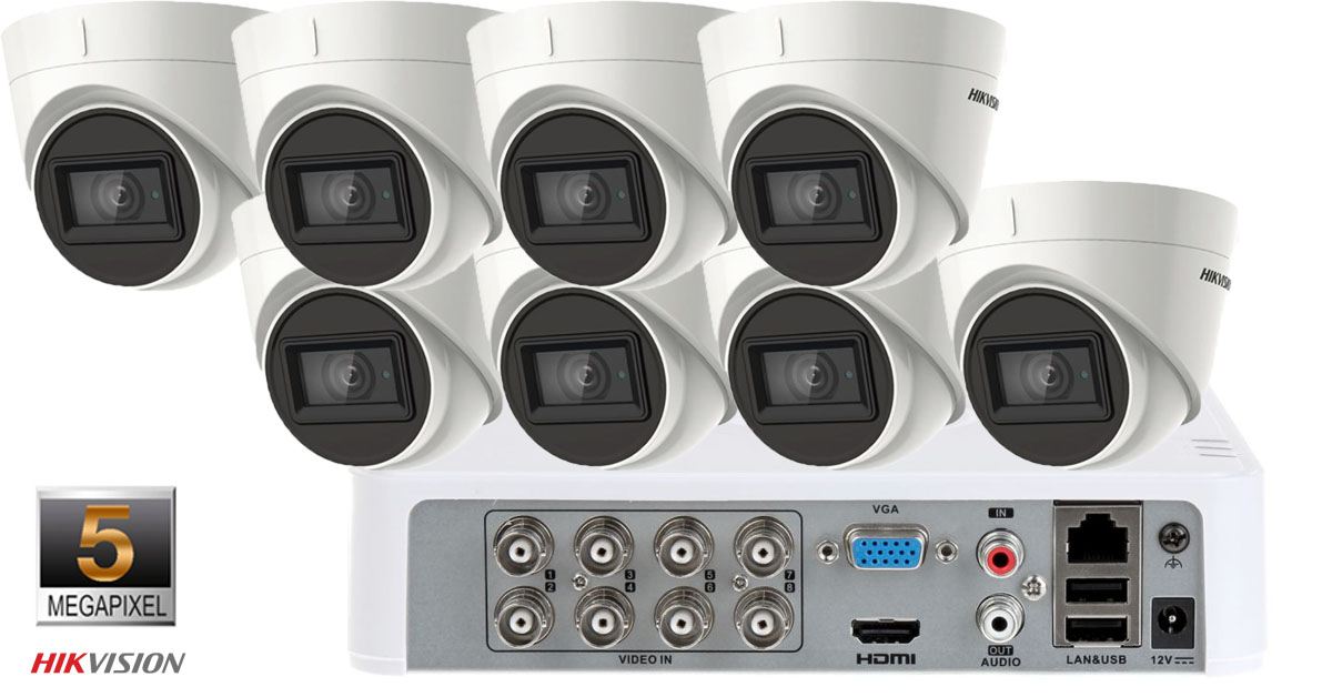 Sistem Supraveghere Video 8 Camere De Interior Hikvision Ultra Low Light 5mp(2k+), Ir 30m