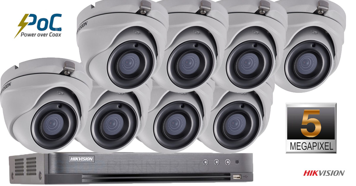 Sistem Supraveghere Video Hikvision 8 Camere De Interior Poc 5mp(2k+), Ir 20m