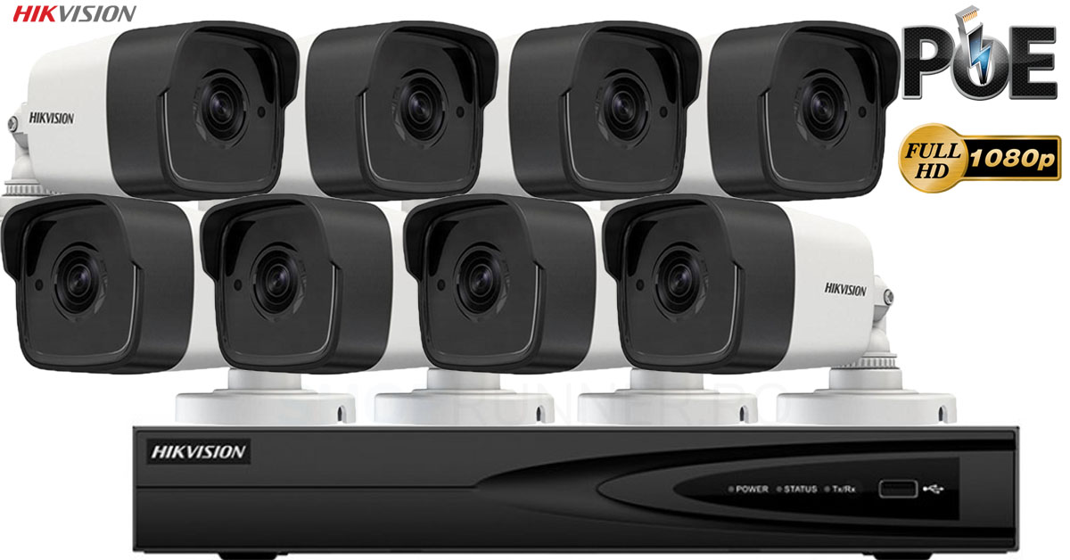 Sistem Supraveghere Video Hikvision 8 Camere Ip De Exterior,2mp Full Hd 1080p,ir 30m