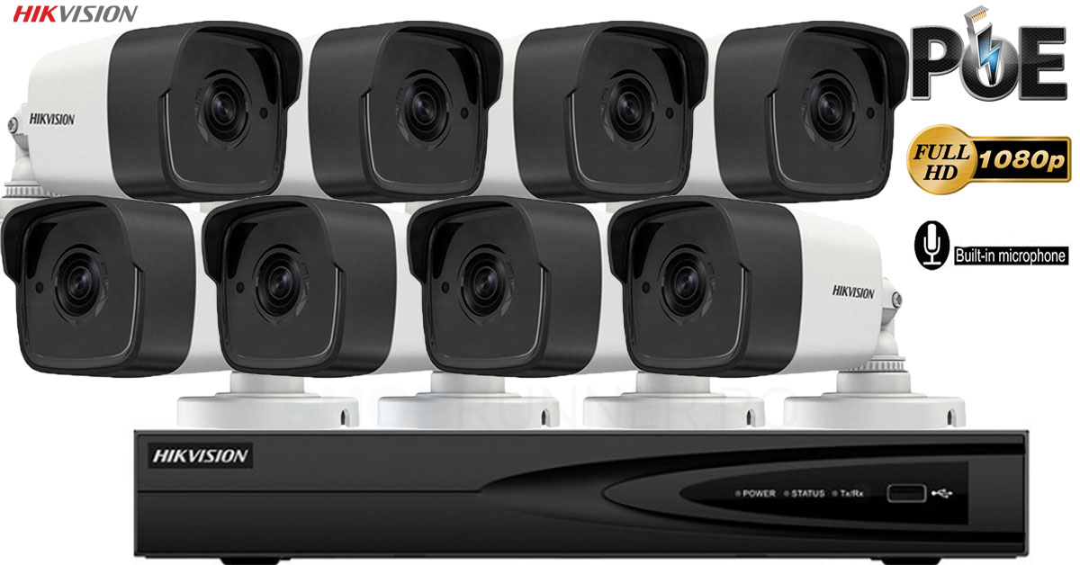 Sistem supraveghere video Hikvision 8 camere IP Full HD 1080P,Microfon incorporat,IR - KIT8CH6430B