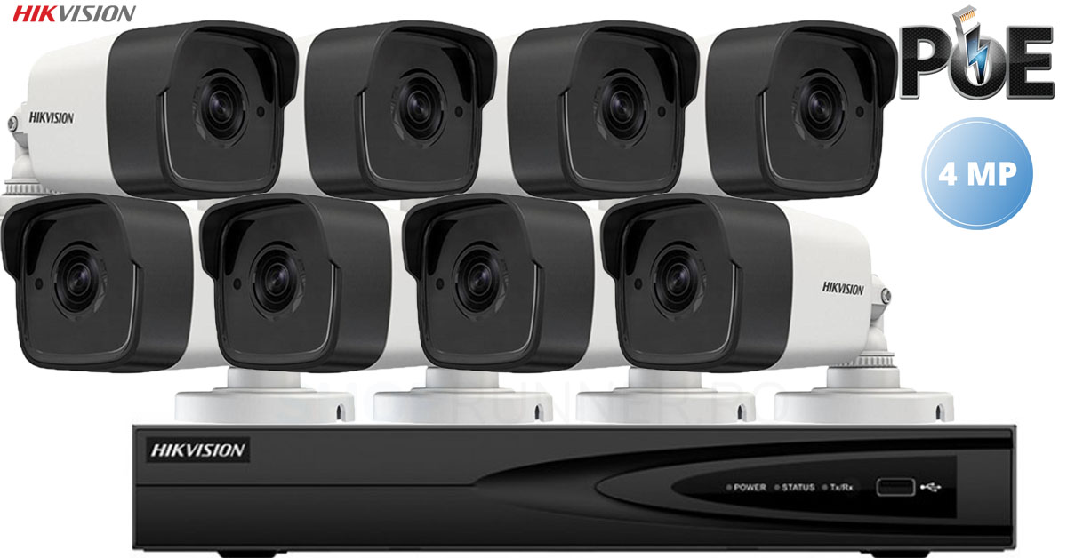 Sistem Supraveghere Video Hikvision 8 Camere Ip De Exterior,4mp(2k),ir 30m